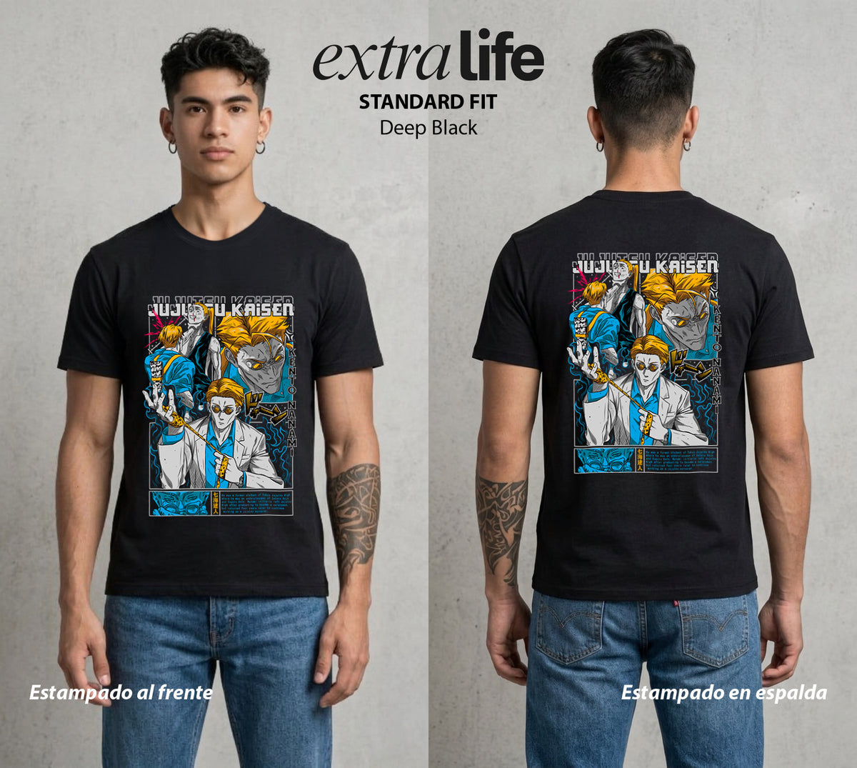 El Arte de las Maldiciones | El de Corbata y Filo #01901 - Playera Classic Premium | Deep Black - Foto en modelo