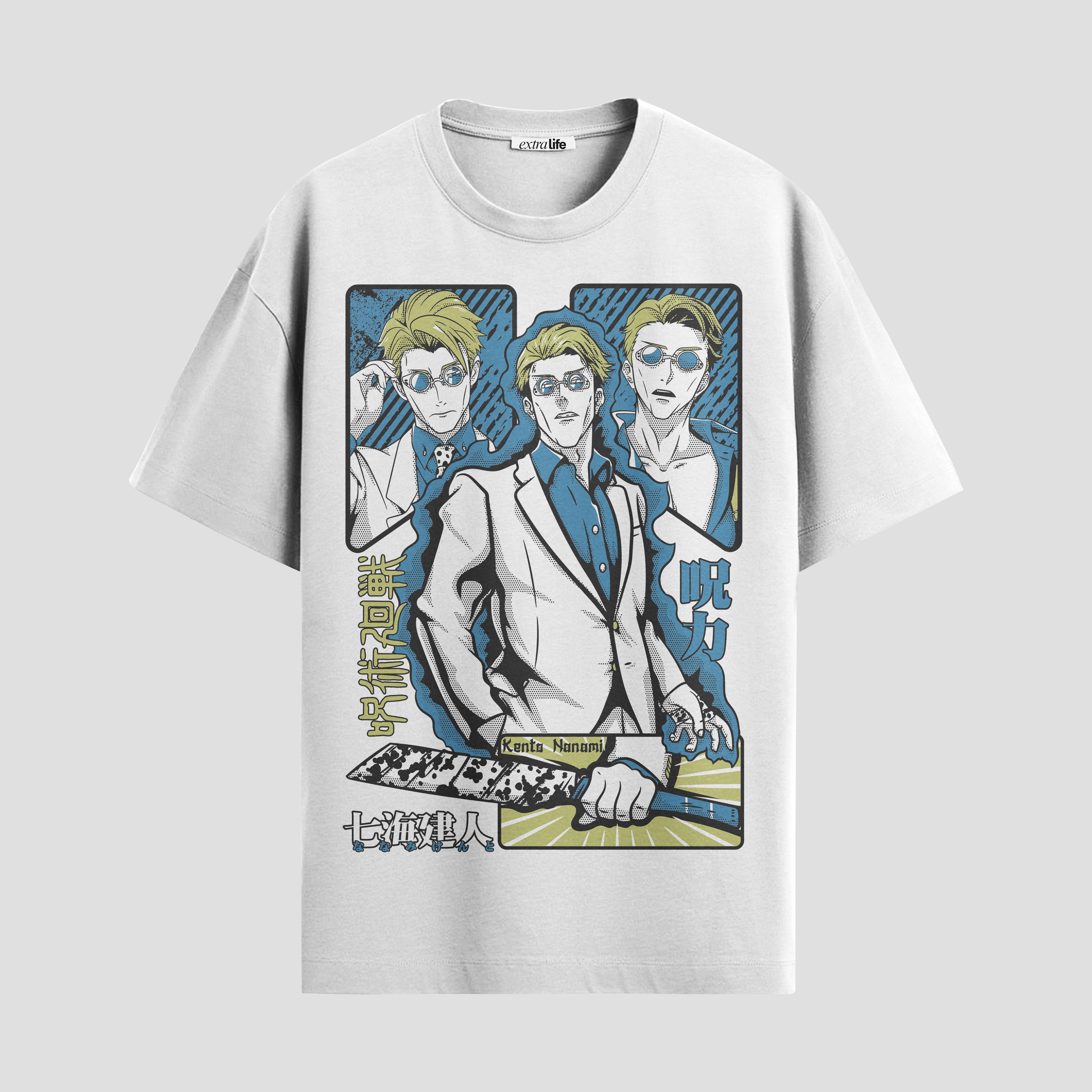 Playera urbana de anime y gaming ExtraLife MX, corte Standard Fit unisex ligero y transpirable en color Deep Black y Pure White, ropa de uso diario para gym y casual.
