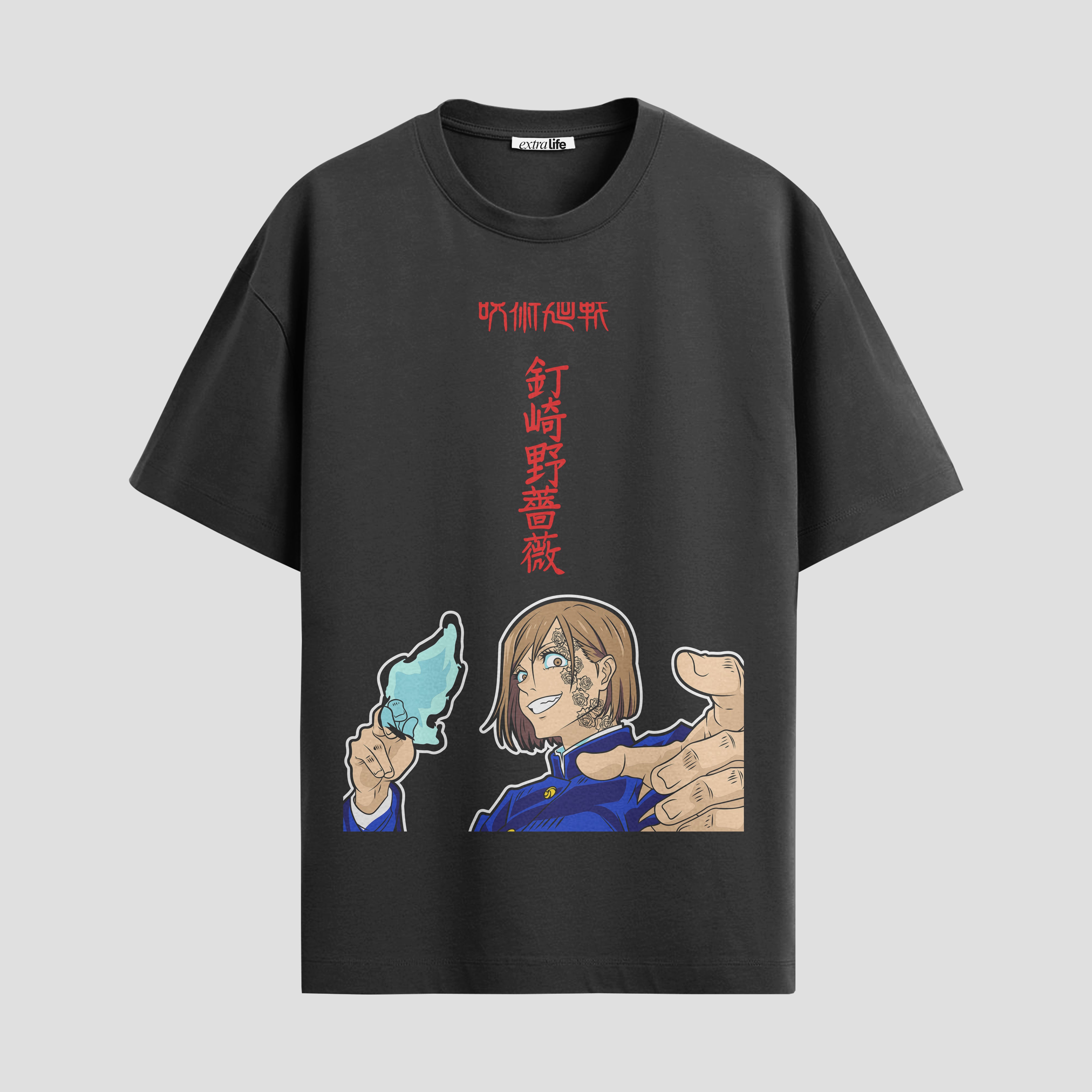 Playera urbana de anime y gaming ExtraLife MX, corte Standard Fit unisex ligero y transpirable en color Deep Black y Pure White, ropa de uso diario para gym y casual.