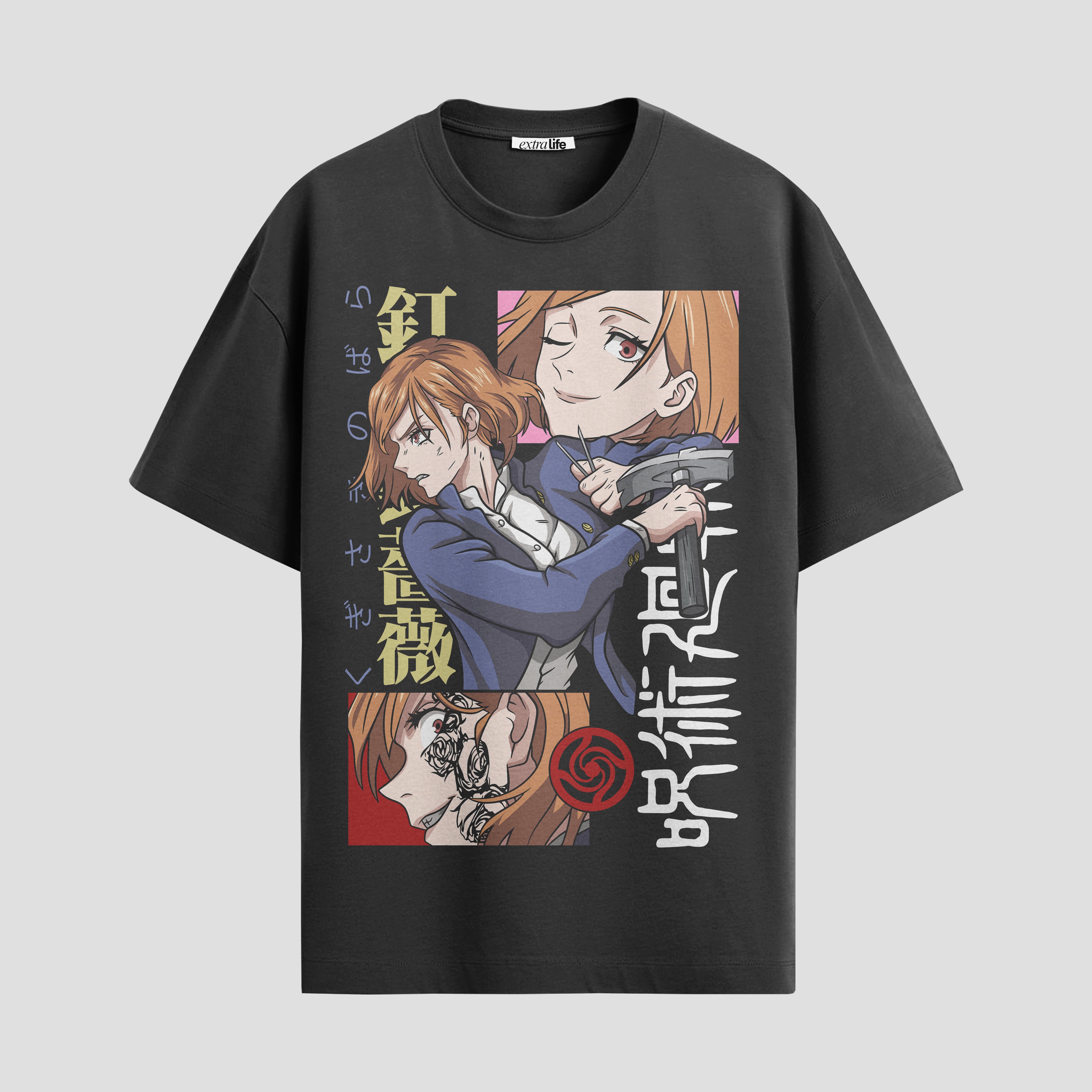 Playera urbana de anime y gaming ExtraLife MX, corte Standard Fit unisex ligero y transpirable en color Deep Black y Pure White, ropa de uso diario para gym y casual.