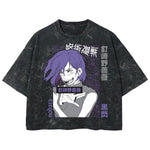 Playera streetwear premium de anime y gaming ExtraLife MX, corte boxy deluxe mineral wash heavyweight en color Acid Wash, moda urbana mexicana de culto.