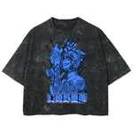 Playera streetwear premium de anime y gaming ExtraLife MX, corte boxy deluxe mineral wash heavyweight en color Acid Wash, moda urbana mexicana de culto.