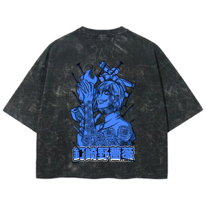 Playera streetwear premium de anime y gaming ExtraLife MX, corte boxy deluxe mineral wash heavyweight en color Acid Wash, moda urbana mexicana de culto.