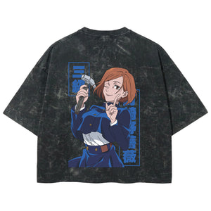 Playera streetwear premium de anime y gaming ExtraLife MX, corte boxy deluxe mineral wash heavyweight en color Acid Wash, moda urbana mexicana de culto.