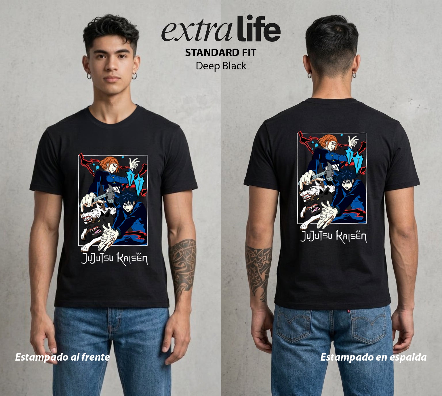 El Arte de las Maldiciones | El Invocador de Sombras #01909 - Playera Standard Fit | Deep Black - Foto en modelo
