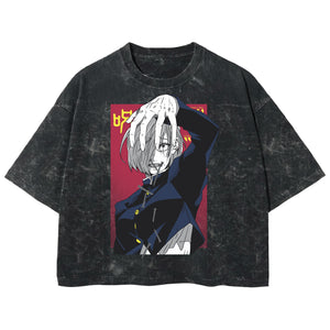 Playera streetwear premium de anime y gaming ExtraLife MX, corte boxy deluxe mineral wash heavyweight en color Acid Wash, moda urbana mexicana de culto.