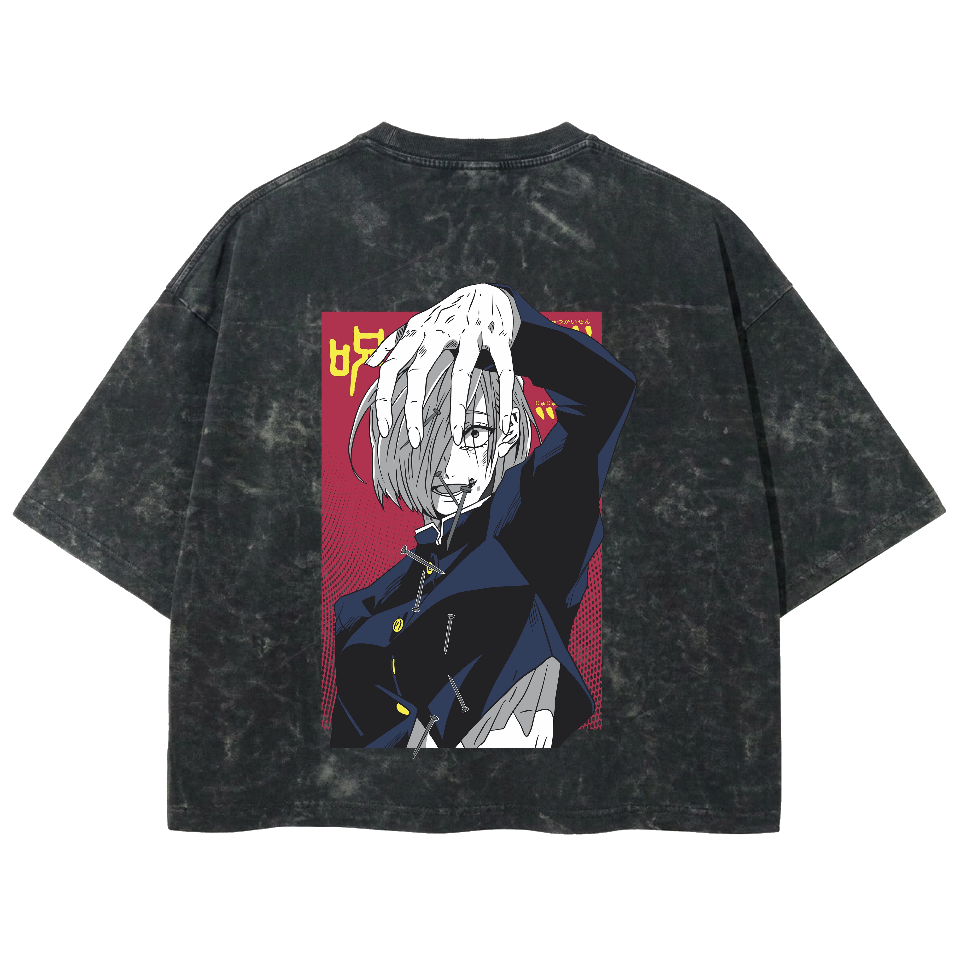 Playera streetwear premium de anime y gaming ExtraLife MX, corte boxy deluxe mineral wash heavyweight en color Acid Wash, moda urbana mexicana de culto.