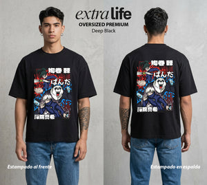 El Arte de las Maldiciones | Las Palabras Malditas #01911 - Playera Oversized Premium | Deep Black - Foto en modelo