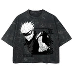 Playera streetwear premium de anime y gaming ExtraLife MX, corte boxy deluxe mineral wash heavyweight en color Acid Wash, moda urbana mexicana de culto.