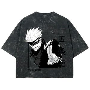 Playera streetwear premium de anime y gaming ExtraLife MX, corte boxy deluxe mineral wash heavyweight en color Acid Wash, moda urbana mexicana de culto.