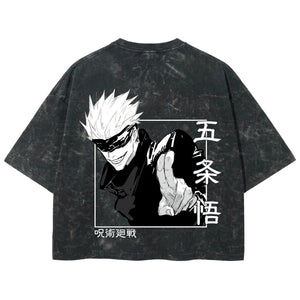 Playera streetwear premium de anime y gaming ExtraLife MX, corte boxy deluxe mineral wash heavyweight en color Acid Wash, moda urbana mexicana de culto.