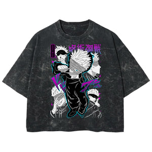 Playera streetwear premium de anime y gaming ExtraLife MX, corte boxy deluxe mineral wash heavyweight en color Acid Wash, moda urbana mexicana de culto.
