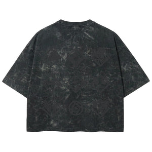 Playera streetwear premium de anime y gaming ExtraLife MX, corte boxy deluxe mineral wash heavyweight en color Acid Wash, moda urbana mexicana de culto.