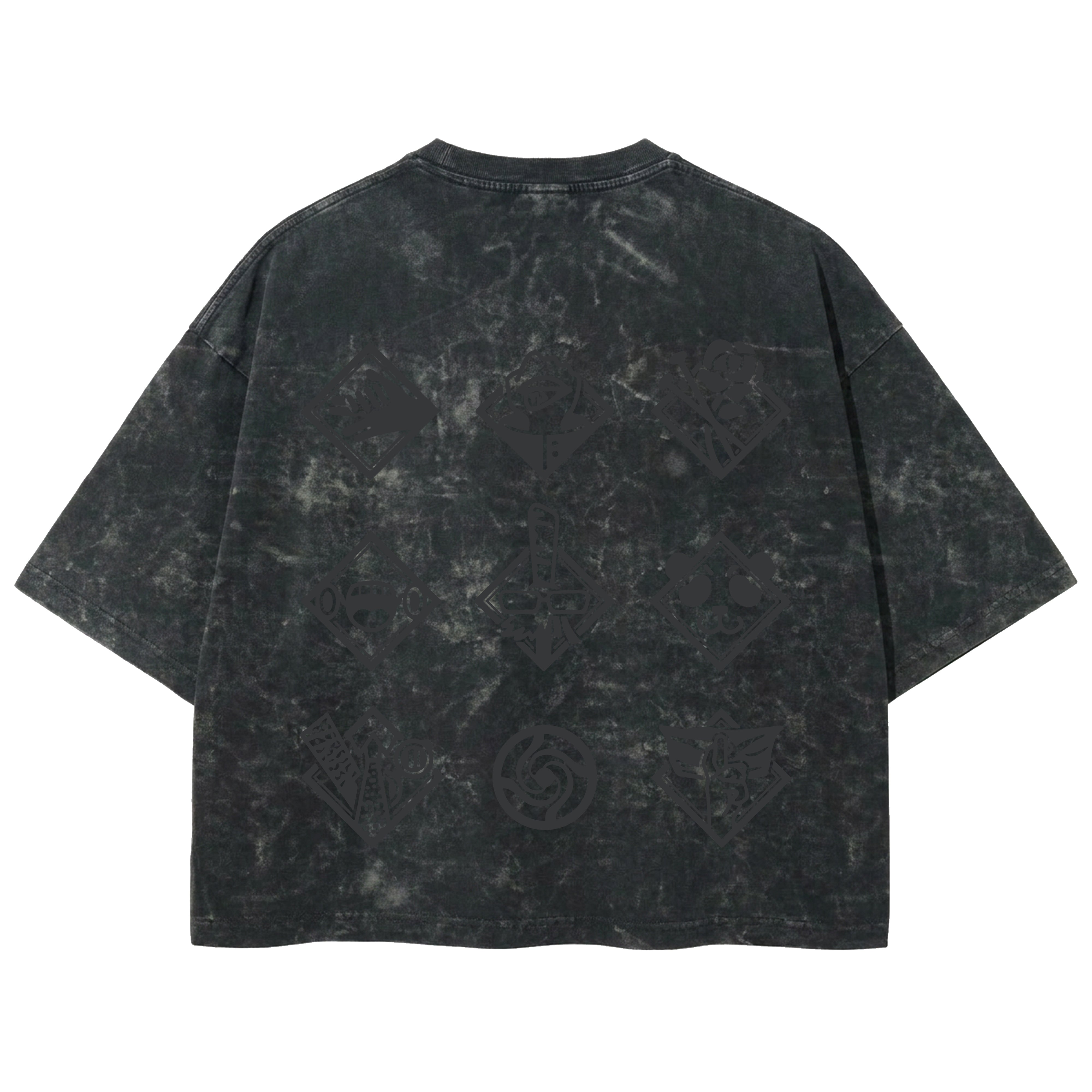 Playera streetwear premium de anime y gaming ExtraLife MX, corte boxy deluxe mineral wash heavyweight en color Acid Wash, moda urbana mexicana de culto.