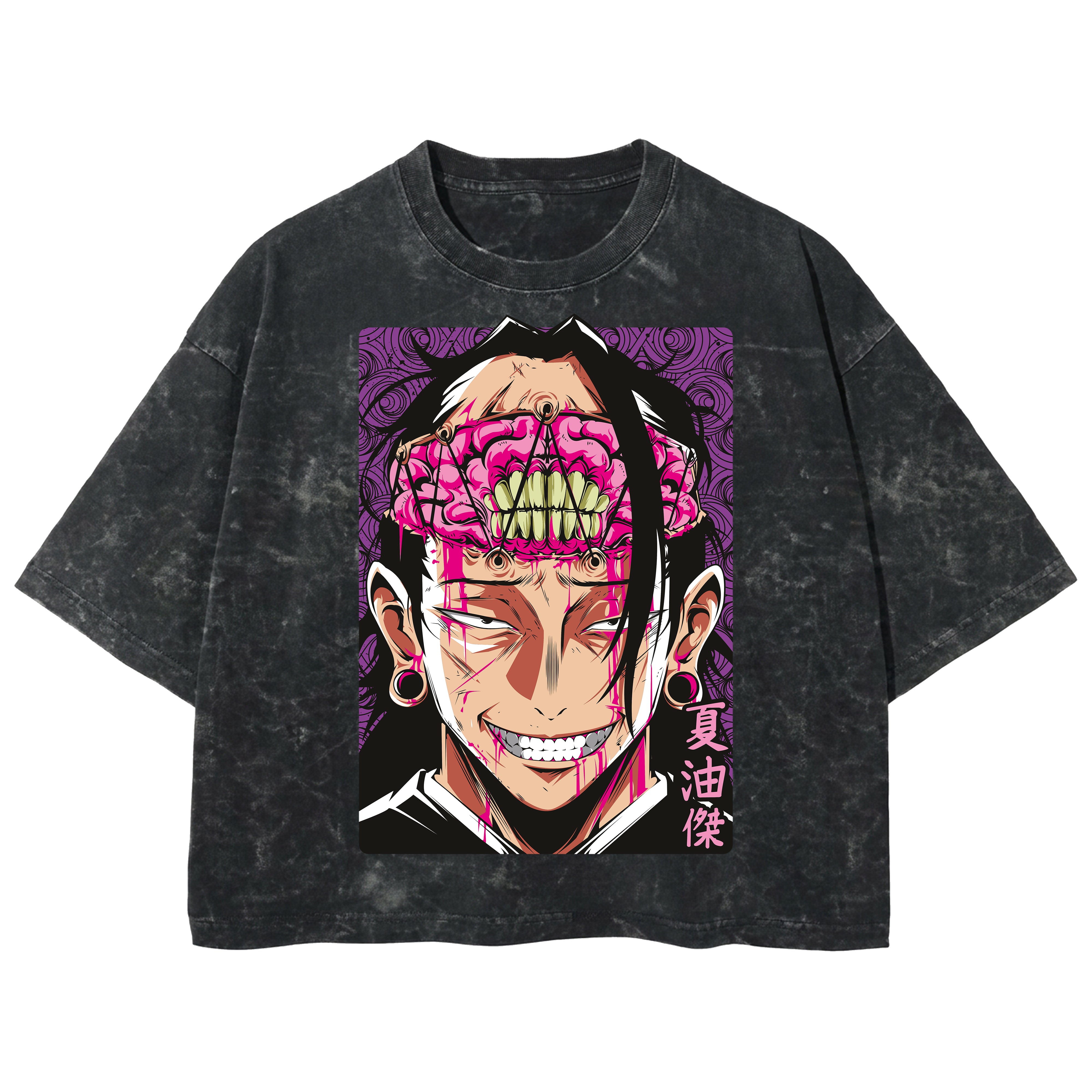 Playera streetwear premium de anime y gaming ExtraLife MX, corte boxy deluxe mineral wash heavyweight en color Acid Wash, moda urbana mexicana de culto.