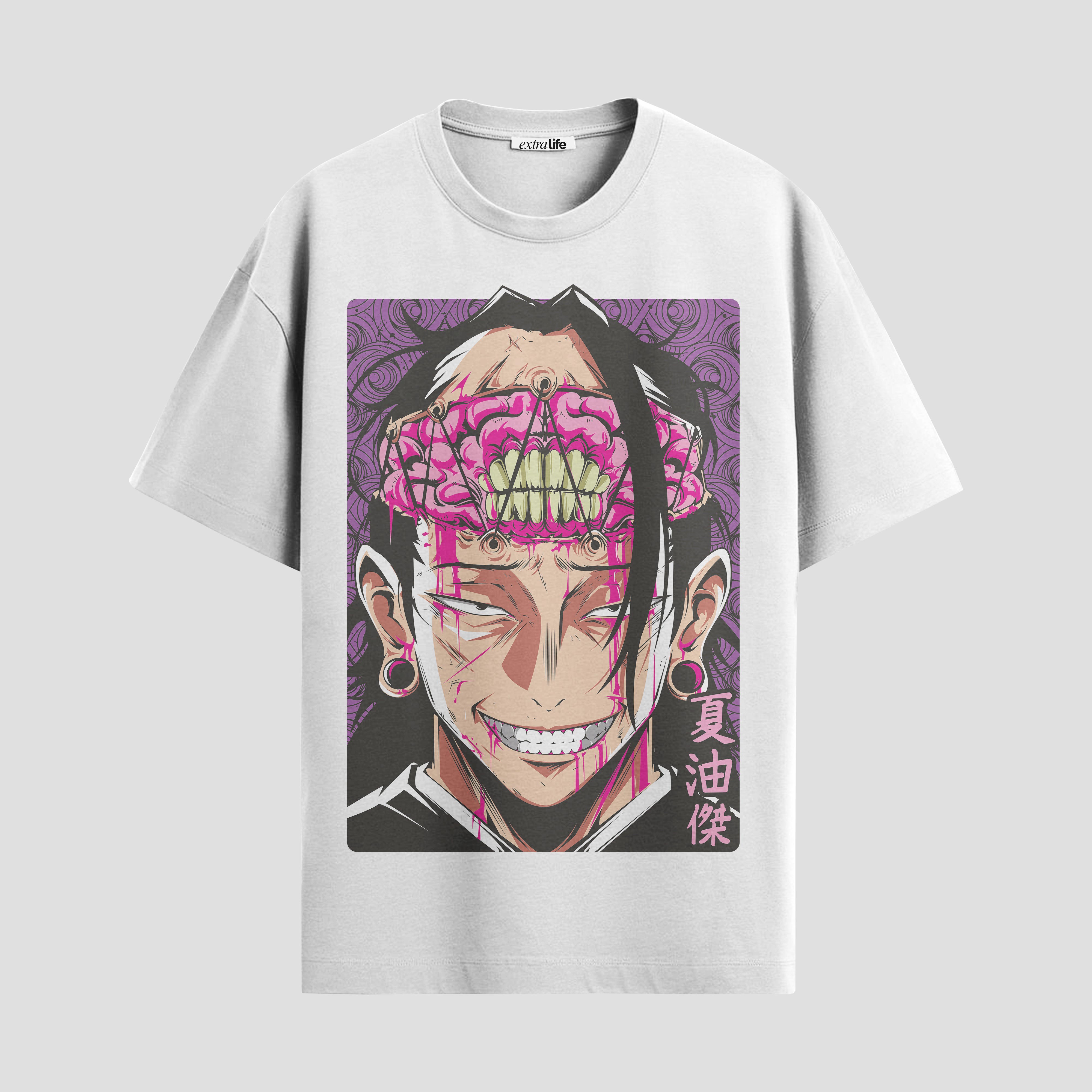 Playera urbana de anime y gaming ExtraLife MX, corte Standard Fit unisex ligero y transpirable en color Deep Black y Pure White, ropa de uso diario para gym y casual.