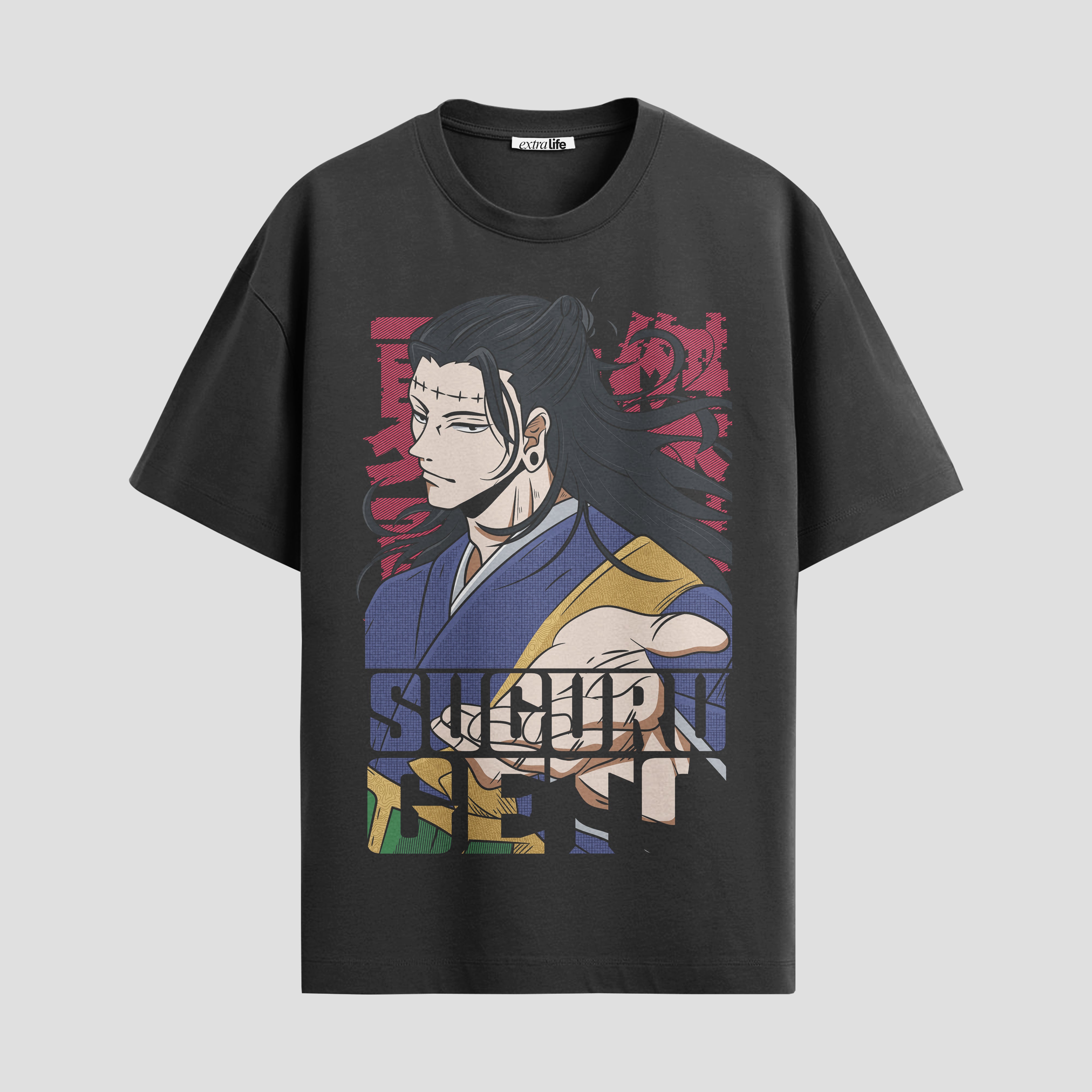 Playera urbana de anime y gaming ExtraLife MX, corte Standard Fit unisex ligero y transpirable en color Deep Black y Pure White, ropa de uso diario para gym y casual.