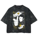 Playera streetwear premium de anime y gaming ExtraLife MX, corte boxy deluxe mineral wash heavyweight en color Acid Wash, moda urbana mexicana de culto.