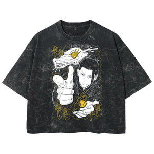 Playera streetwear premium de anime y gaming ExtraLife MX, corte boxy deluxe mineral wash heavyweight en color Acid Wash, moda urbana mexicana de culto.