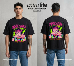 El Arte de las Maldiciones | El Ser del Caos Antiguo #01933 - Playera Oversized Premium | Deep Black - Foto en modelo