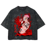 Playera streetwear premium de anime y gaming ExtraLife MX, corte boxy deluxe mineral wash heavyweight en color Acid Wash, moda urbana mexicana de culto.