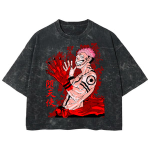 Playera streetwear premium de anime y gaming ExtraLife MX, corte boxy deluxe mineral wash heavyweight en color Acid Wash, moda urbana mexicana de culto.