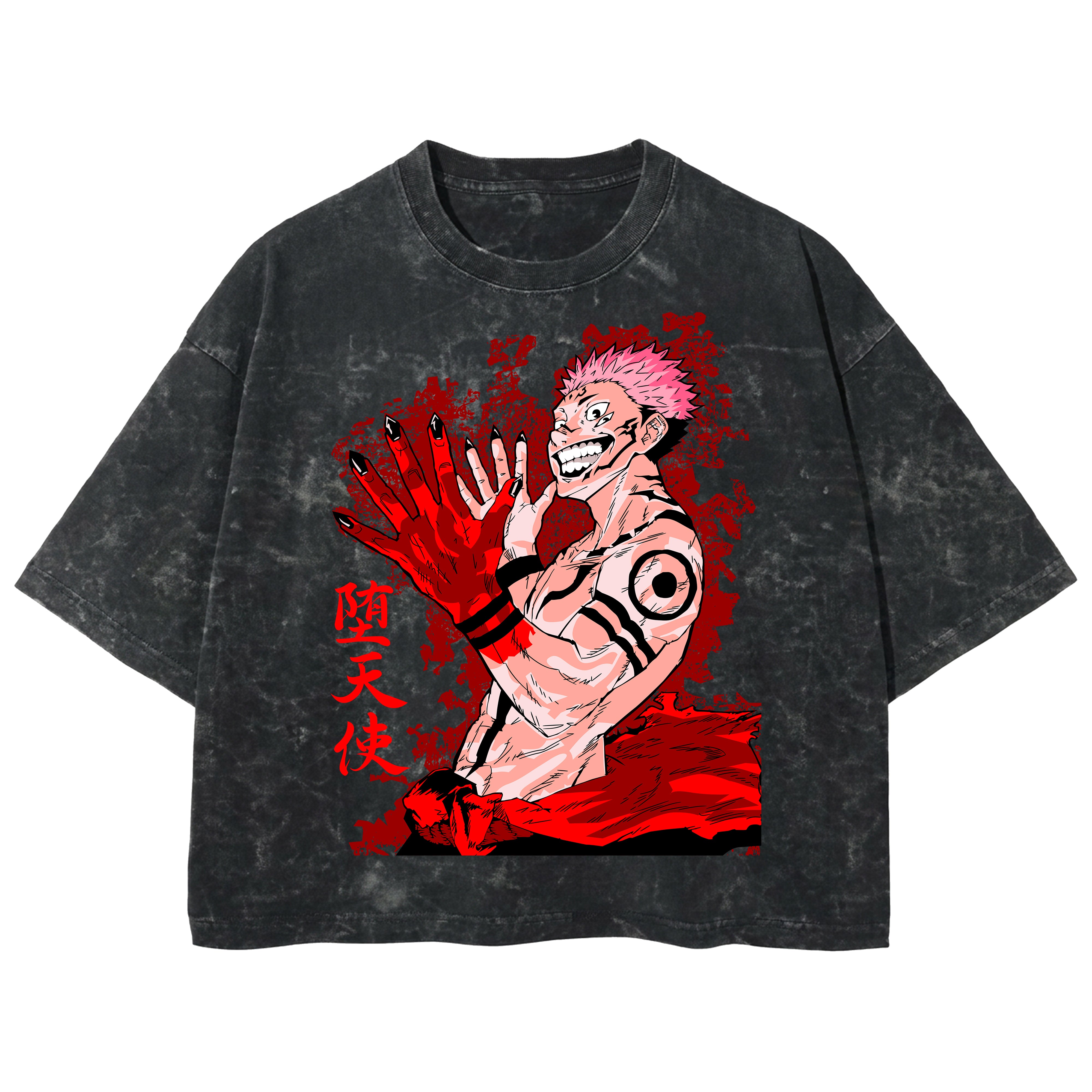 Playera streetwear premium de anime y gaming ExtraLife MX, corte boxy deluxe mineral wash heavyweight en color Acid Wash, moda urbana mexicana de culto.