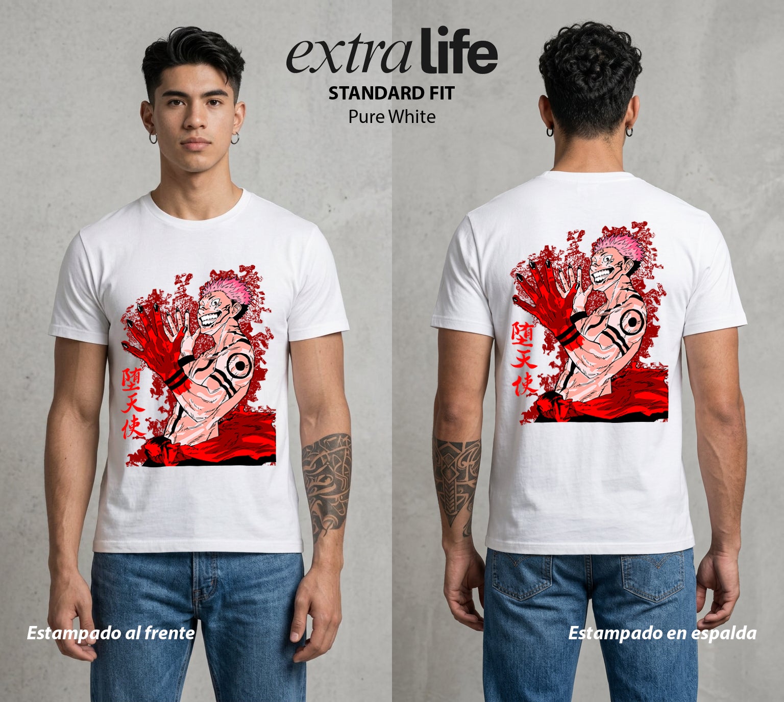 El Arte de las Maldiciones | El Caos Incarnado #01937 - Playera Standard Fit | Pure White - Foto en modelo