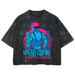 Playera streetwear premium de anime y gaming ExtraLife MX, corte boxy deluxe mineral wash heavyweight en color Acid Wash, moda urbana mexicana de culto.