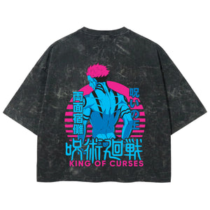 Playera streetwear premium de anime y gaming ExtraLife MX, corte boxy deluxe mineral wash heavyweight en color Acid Wash, moda urbana mexicana de culto.