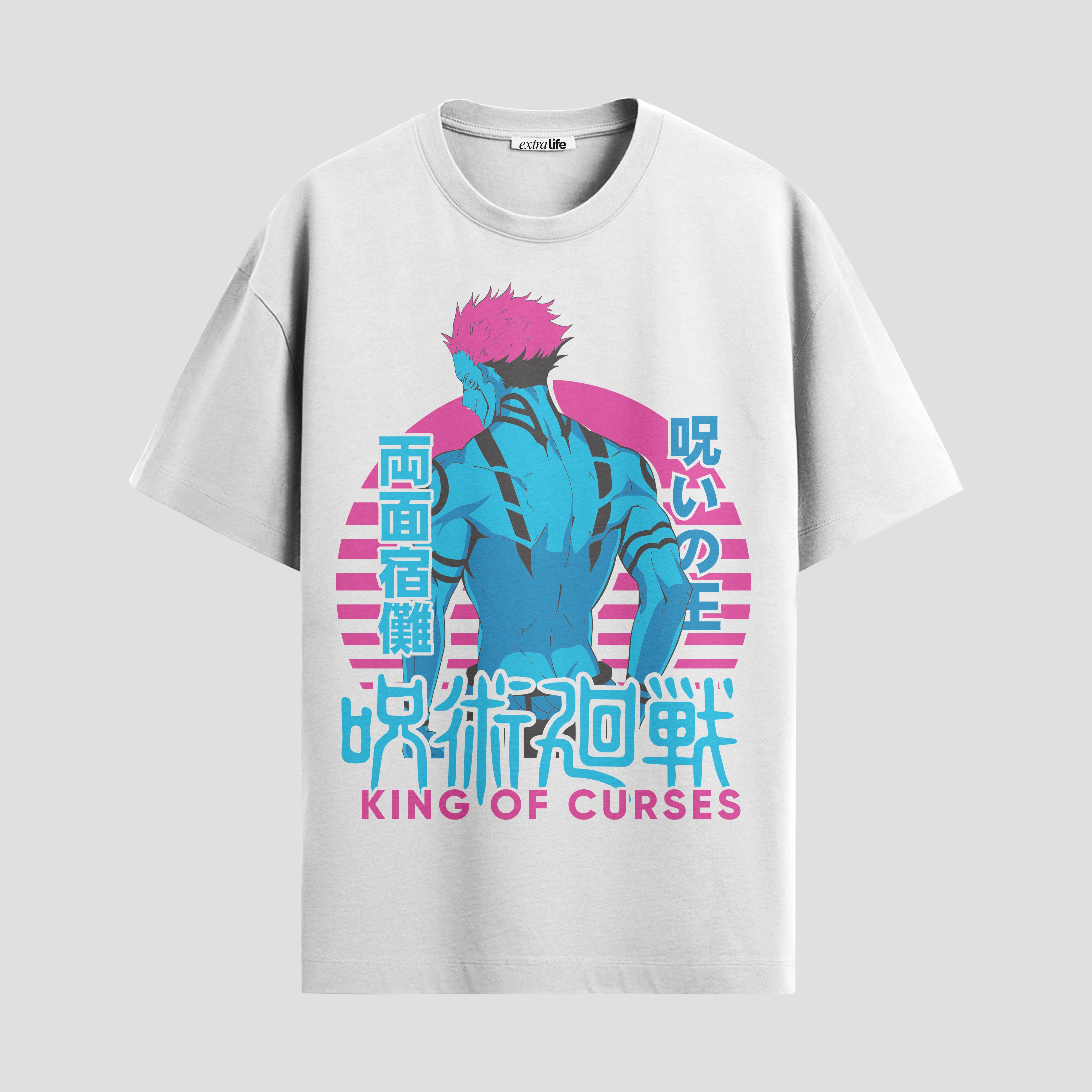 Playera urbana de anime y gaming ExtraLife MX, corte Standard Fit unisex ligero y transpirable en color Deep Black y Pure White, ropa de uso diario para gym y casual.