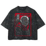 Playera streetwear premium de anime y gaming ExtraLife MX, corte boxy deluxe mineral wash heavyweight en color Acid Wash, moda urbana mexicana de culto.