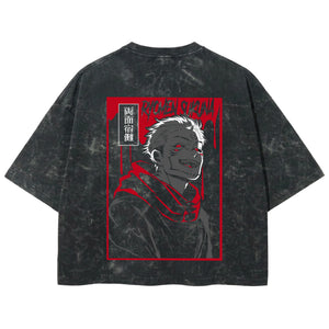Playera streetwear premium de anime y gaming ExtraLife MX, corte boxy deluxe mineral wash heavyweight en color Acid Wash, moda urbana mexicana de culto.