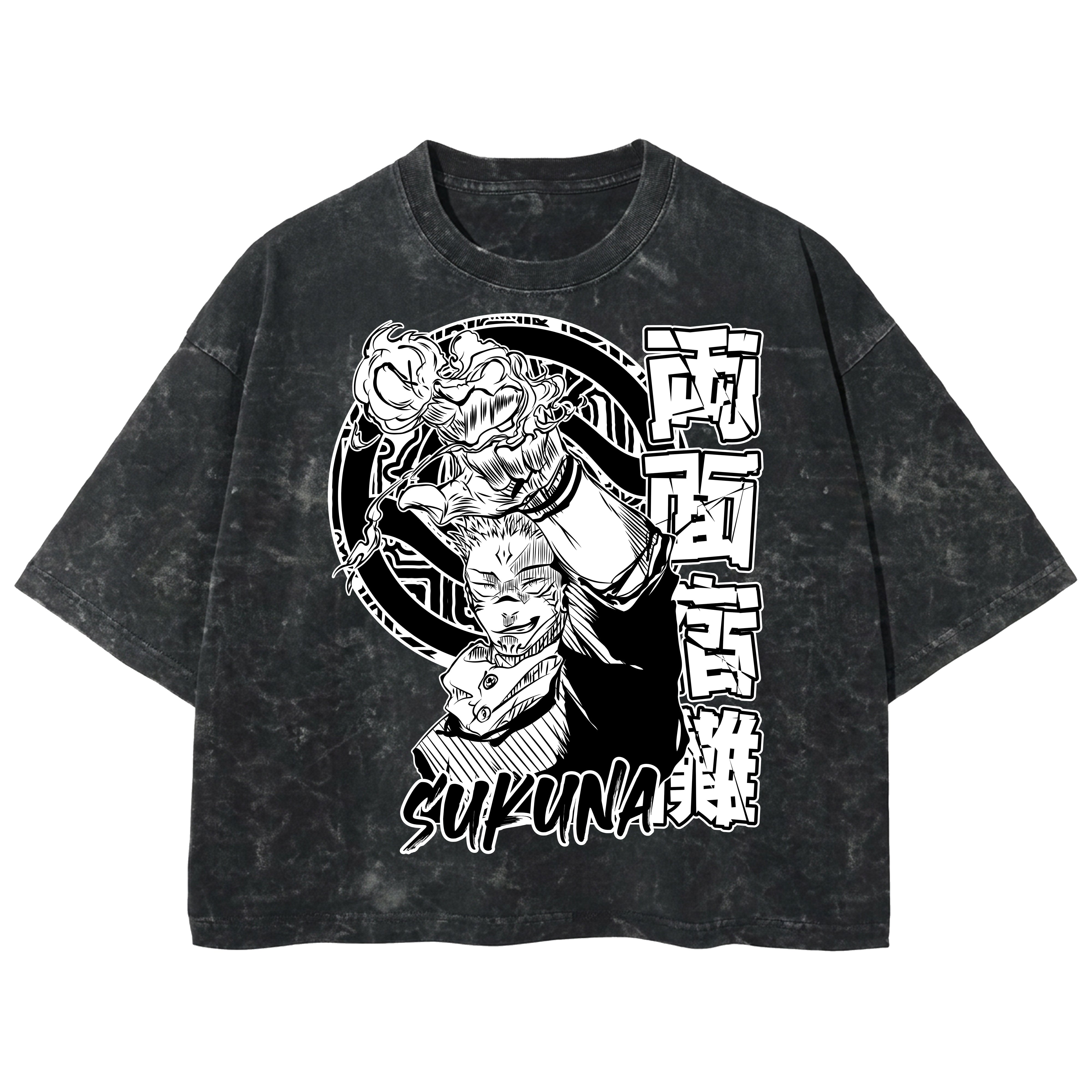 Playera streetwear premium de anime y gaming ExtraLife MX, corte boxy deluxe mineral wash heavyweight en color Acid Wash, moda urbana mexicana de culto.