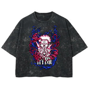 Playera streetwear premium de anime y gaming ExtraLife MX, corte boxy deluxe mineral wash heavyweight en color Acid Wash, moda urbana mexicana de culto.