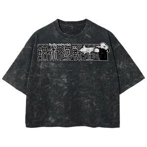 Playera streetwear premium de anime y gaming ExtraLife MX, corte boxy deluxe mineral wash heavyweight en color Acid Wash, moda urbana mexicana de culto.