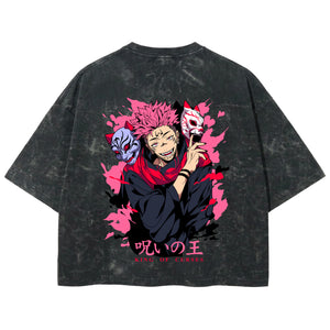 Playera streetwear premium de anime y gaming ExtraLife MX, corte boxy deluxe mineral wash heavyweight en color Acid Wash, moda urbana mexicana de culto.