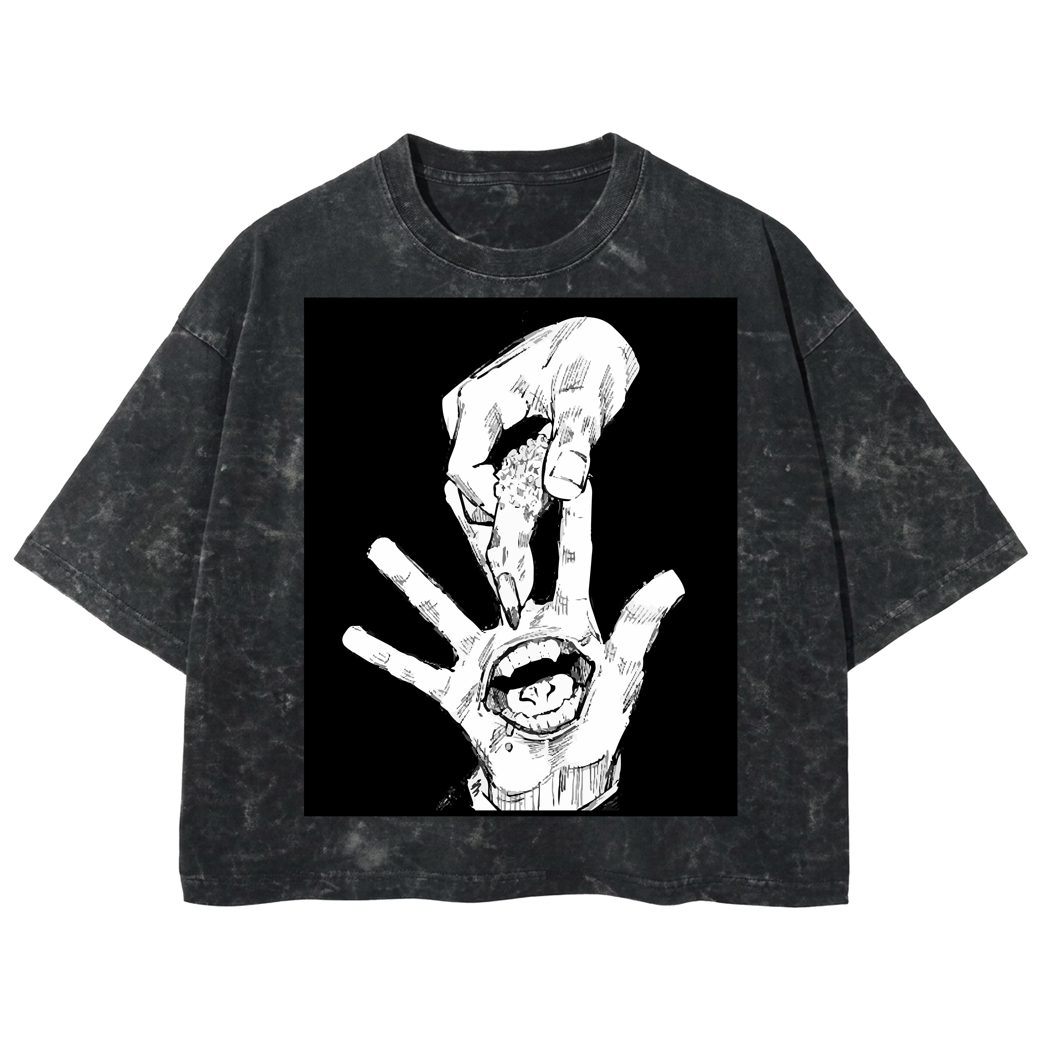 Playera streetwear premium de anime y gaming ExtraLife MX, corte boxy deluxe mineral wash heavyweight en color Acid Wash, moda urbana mexicana de culto.