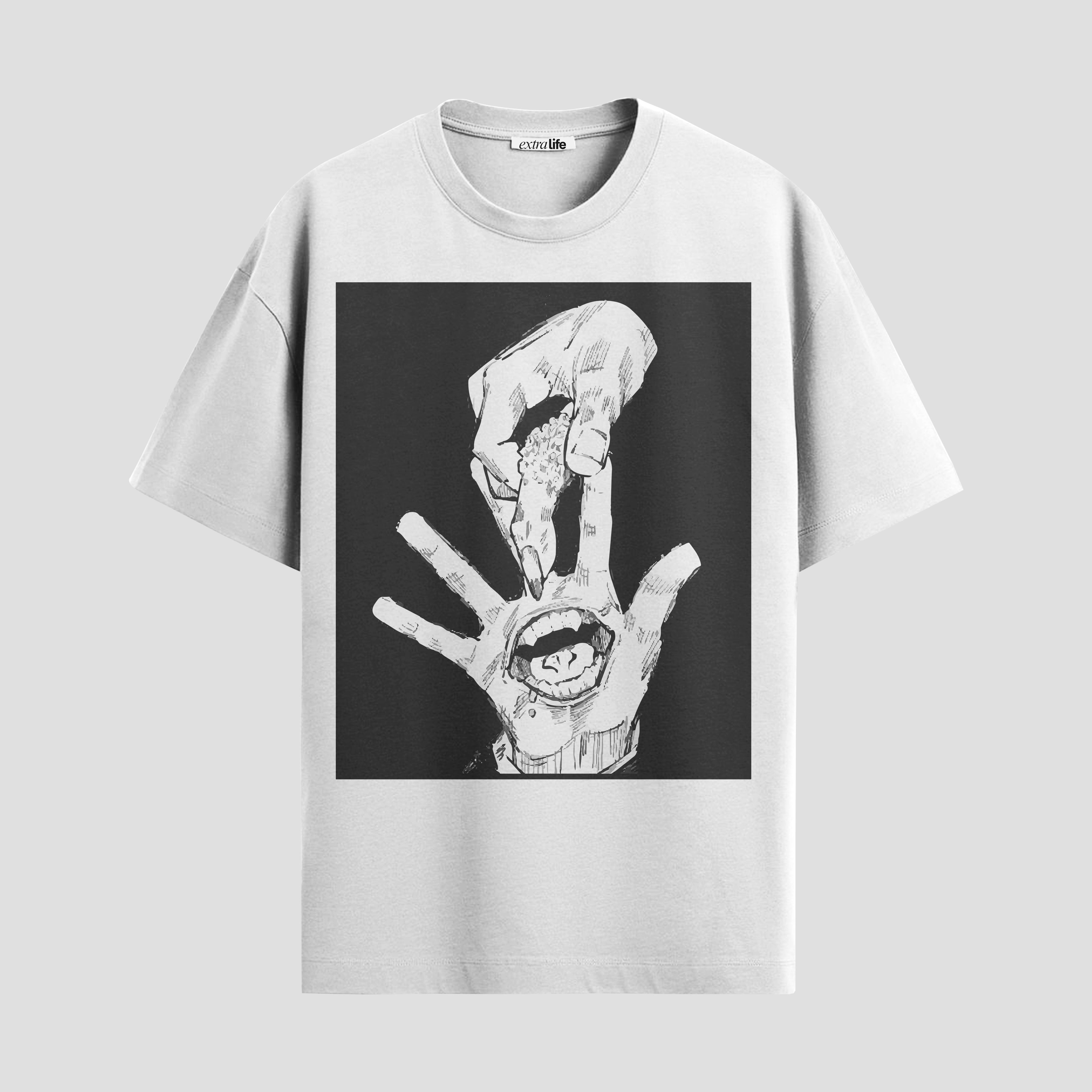 Playera urbana de anime y gaming ExtraLife MX, corte Standard Fit unisex ligero y transpirable en color Deep Black y Pure White, ropa de uso diario para gym y casual.