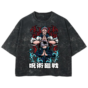 Playera streetwear premium de anime y gaming ExtraLife MX, corte boxy deluxe mineral wash heavyweight en color Acid Wash, moda urbana mexicana de culto.