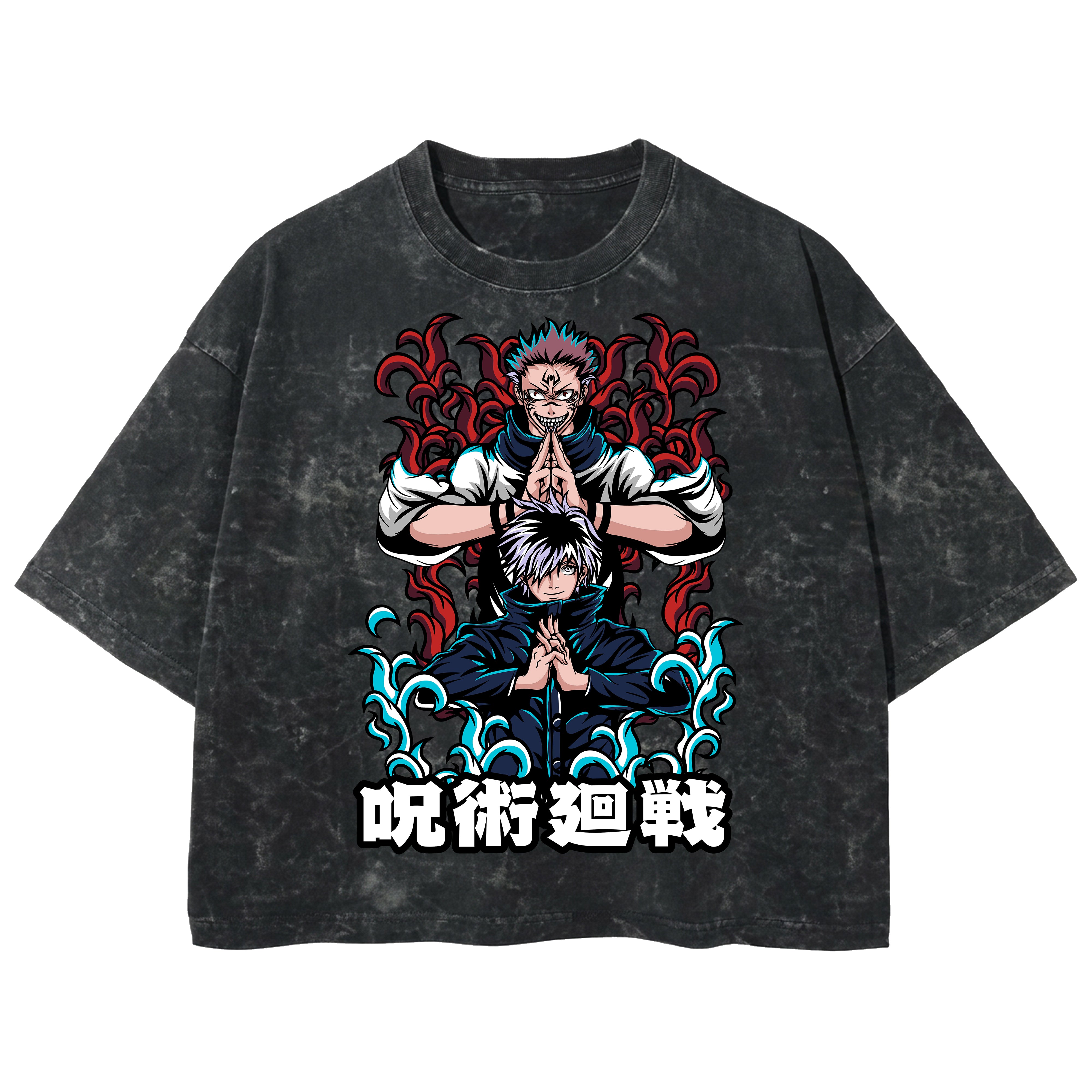 Playera streetwear premium de anime y gaming ExtraLife MX, corte boxy deluxe mineral wash heavyweight en color Acid Wash, moda urbana mexicana de culto.