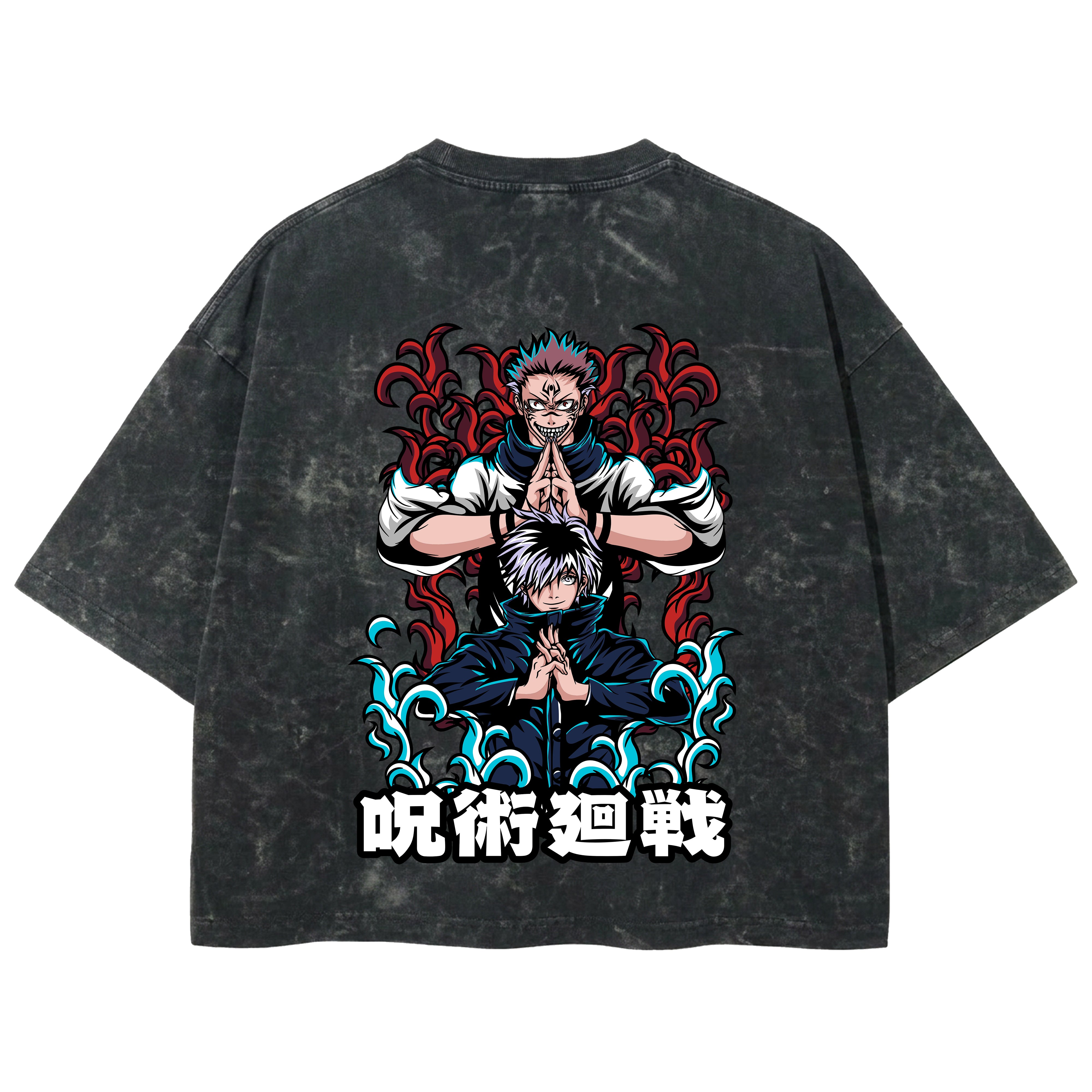 Playera streetwear premium de anime y gaming ExtraLife MX, corte boxy deluxe mineral wash heavyweight en color Acid Wash, moda urbana mexicana de culto.