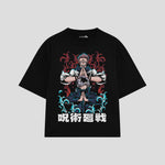 Playera streetwear premium de anime y gaming ExtraLife MX, corte oversized drop shoulder ligero y fresco en color Deep Black y Off-White, moda urbana mexicana de culto.