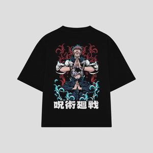 Playera streetwear premium de anime y gaming ExtraLife MX, corte oversized drop shoulder ligero y fresco en color Deep Black y Off-White, moda urbana mexicana de culto.