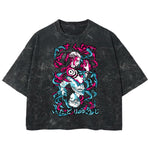 Playera streetwear premium de anime y gaming ExtraLife MX, corte boxy deluxe mineral wash heavyweight en color Acid Wash, moda urbana mexicana de culto.