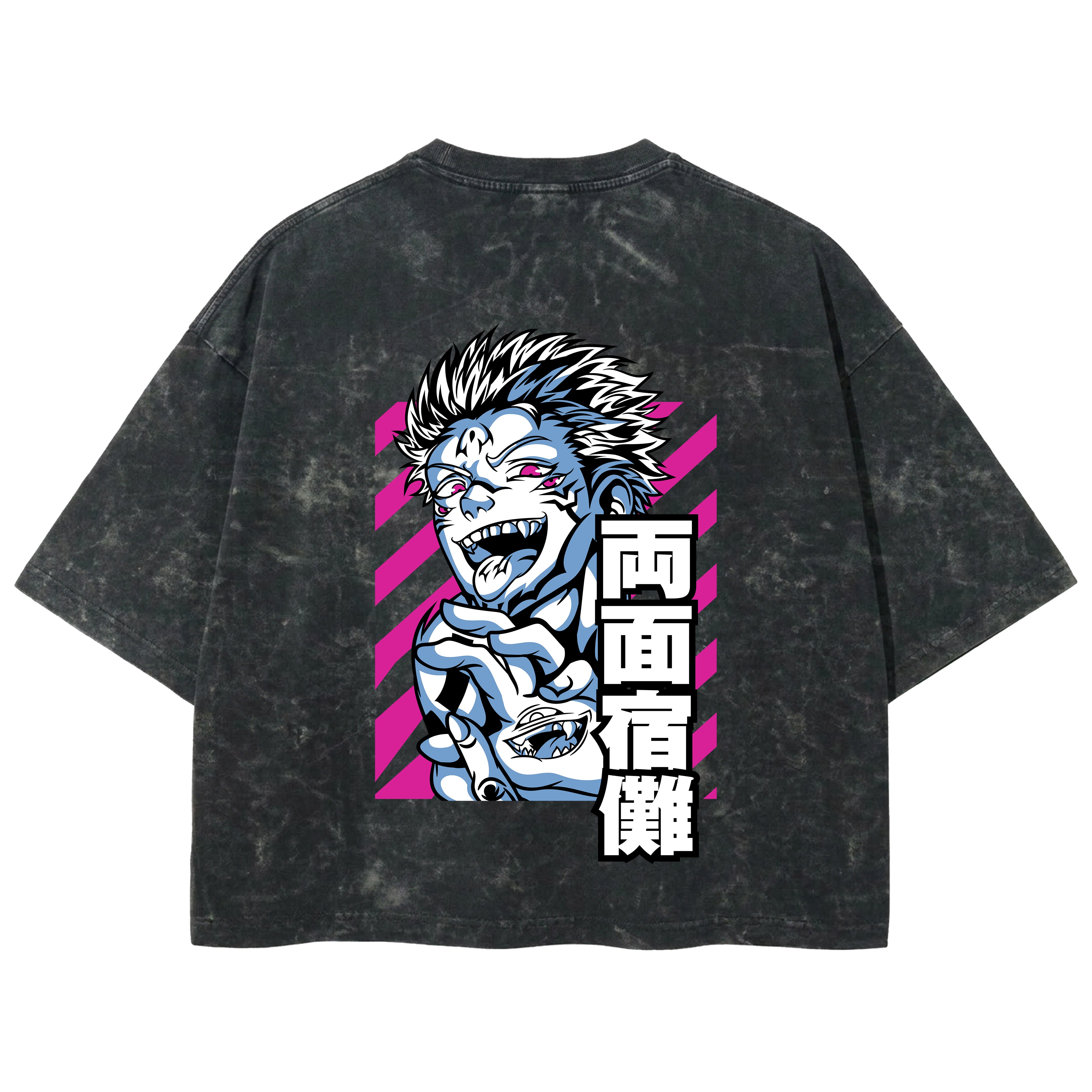 Playera streetwear premium de anime y gaming ExtraLife MX, corte boxy deluxe mineral wash heavyweight en color Acid Wash, moda urbana mexicana de culto.