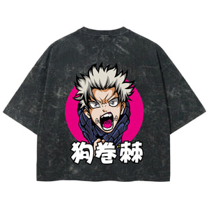 Playera streetwear premium de anime y gaming ExtraLife MX, corte boxy deluxe mineral wash heavyweight en color Acid Wash, moda urbana mexicana de culto.