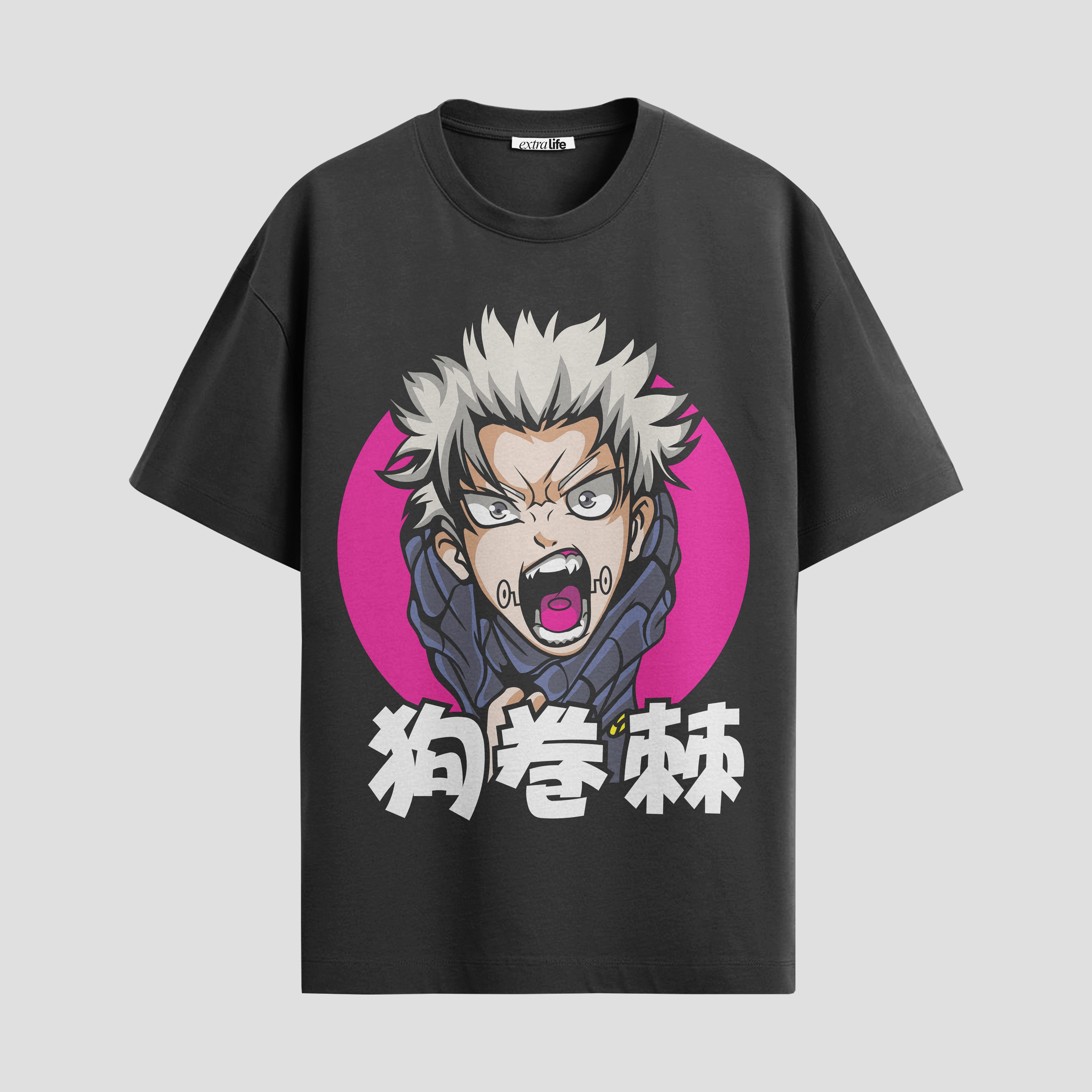 Playera urbana de anime y gaming ExtraLife MX, corte Standard Fit unisex ligero y transpirable en color Deep Black y Pure White, ropa de uso diario para gym y casual.