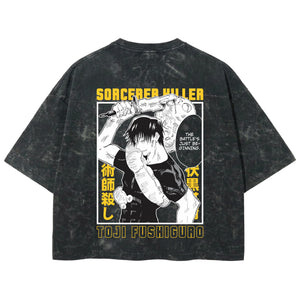 Playera streetwear premium de anime y gaming ExtraLife MX, corte boxy deluxe mineral wash heavyweight en color Acid Wash, moda urbana mexicana de culto.