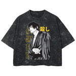 Playera streetwear premium de anime y gaming ExtraLife MX, corte boxy deluxe mineral wash heavyweight en color Acid Wash, moda urbana mexicana de culto.